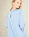 Blue top with flounce sleeves 