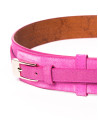  Cinturón en piel rosa metalizado