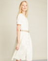 White gathered shirtwaist dress