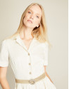 Vestido camisero fruncido blanco