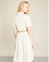 White gathered shirtwaist dress