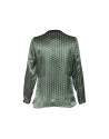 Blusa de seda verde con estampado geométrico 