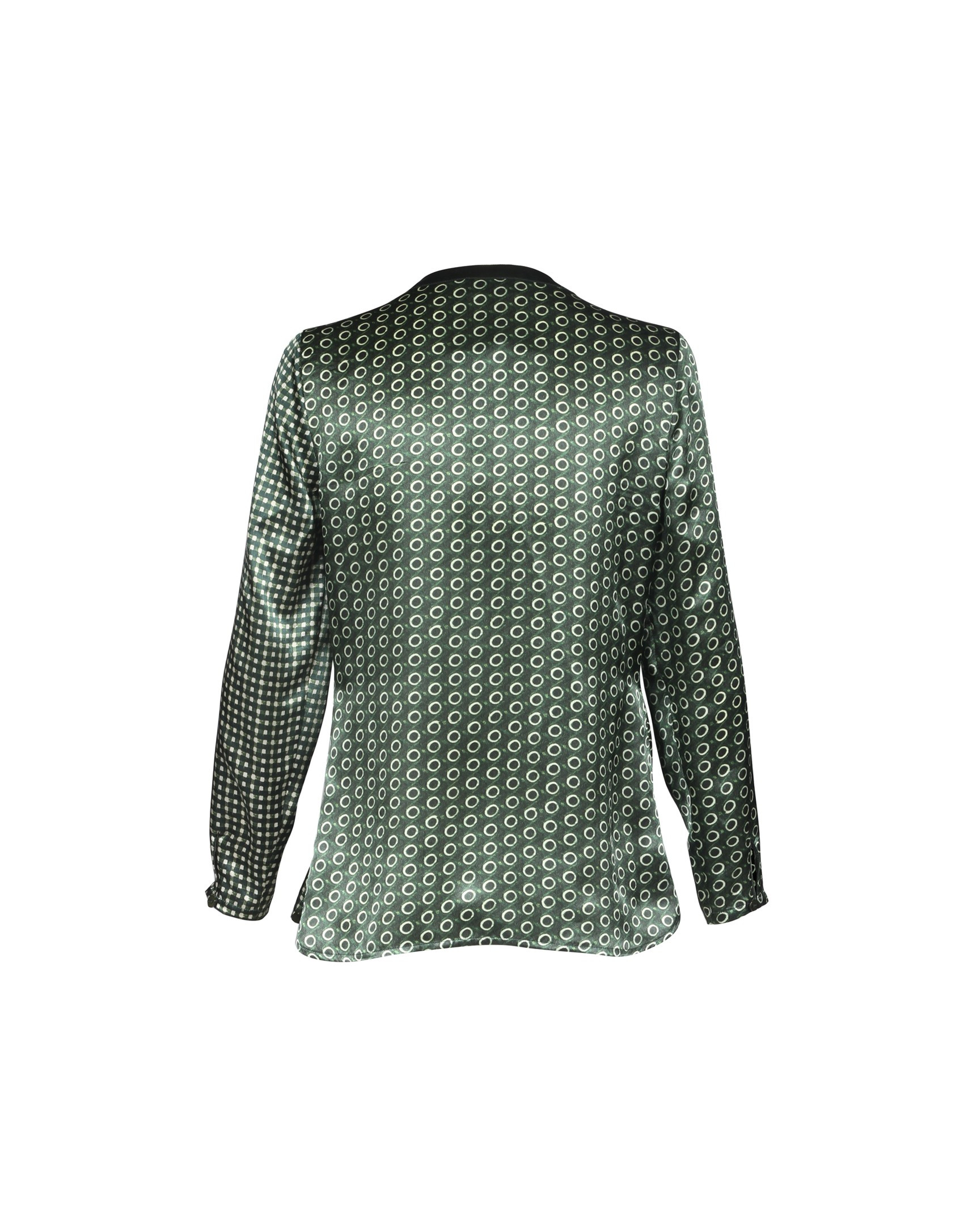 Blusa de seda verde con estampado geométrico 