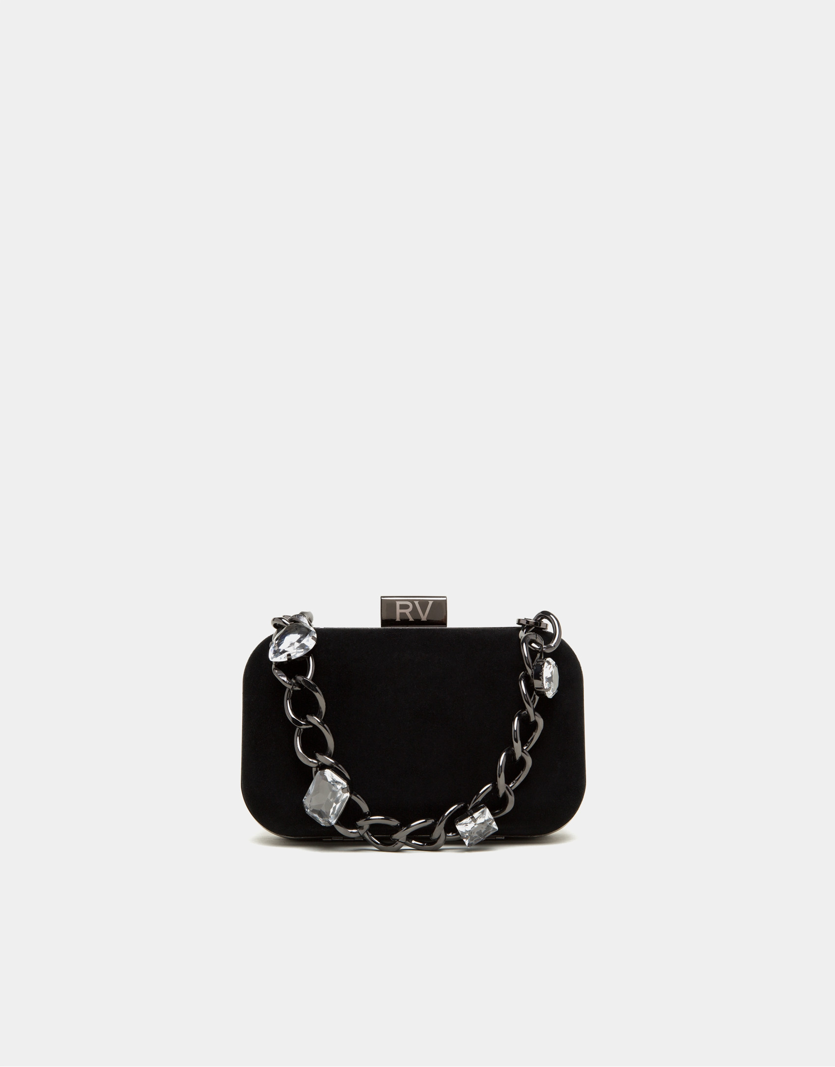 Black leather clutch Bird