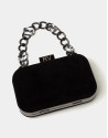 Black leather clutch Bird