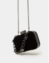 Black leather clutch Bird