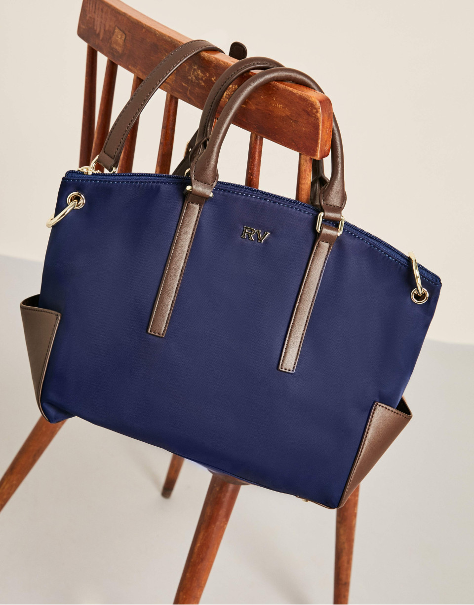 Blue nylon shopping bag