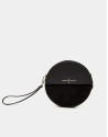 Black velvet and leather Cookie round bag