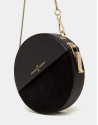 Black velvet and leather Cookie round bag