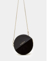 Black velvet and leather Cookie round bag