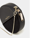 Bolso redondo Cookie en piel y terciopelo negro
