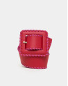 Red leather backstitched belt