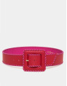 Red leather backstitched belt