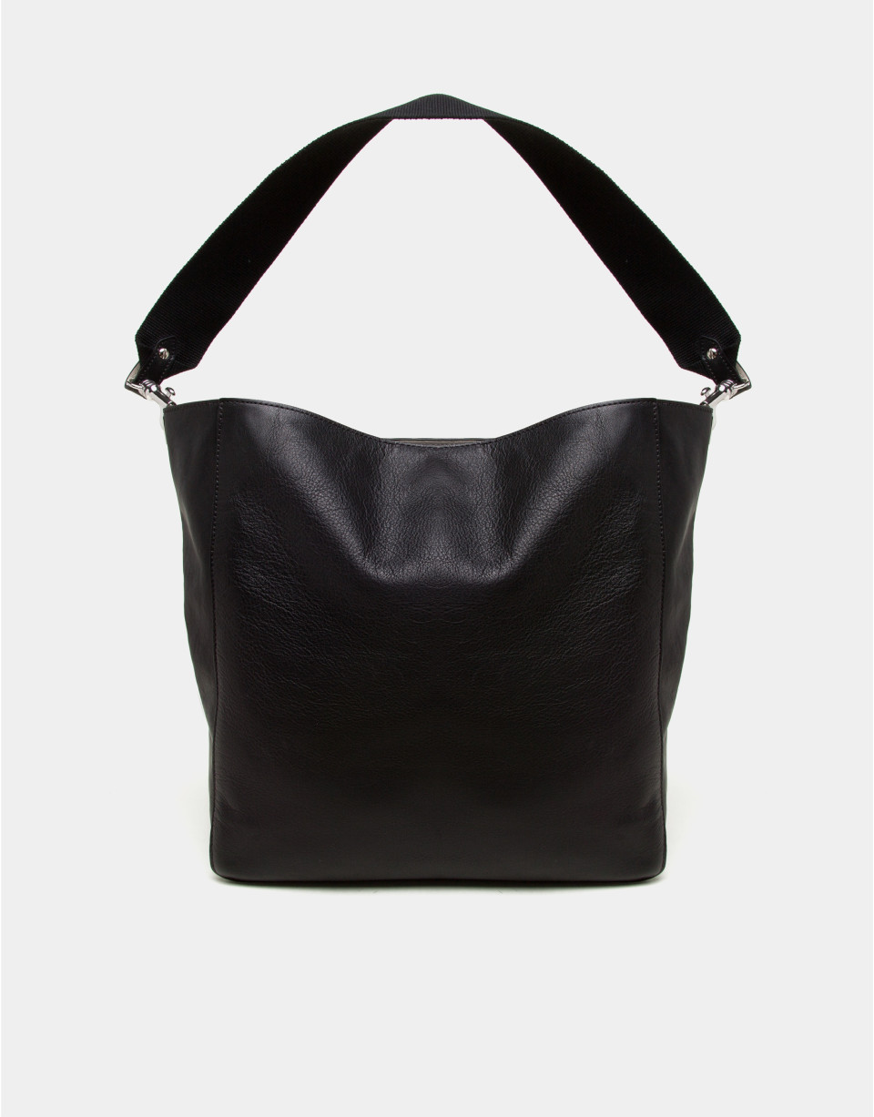 Black leather Montparnasse shopping bag