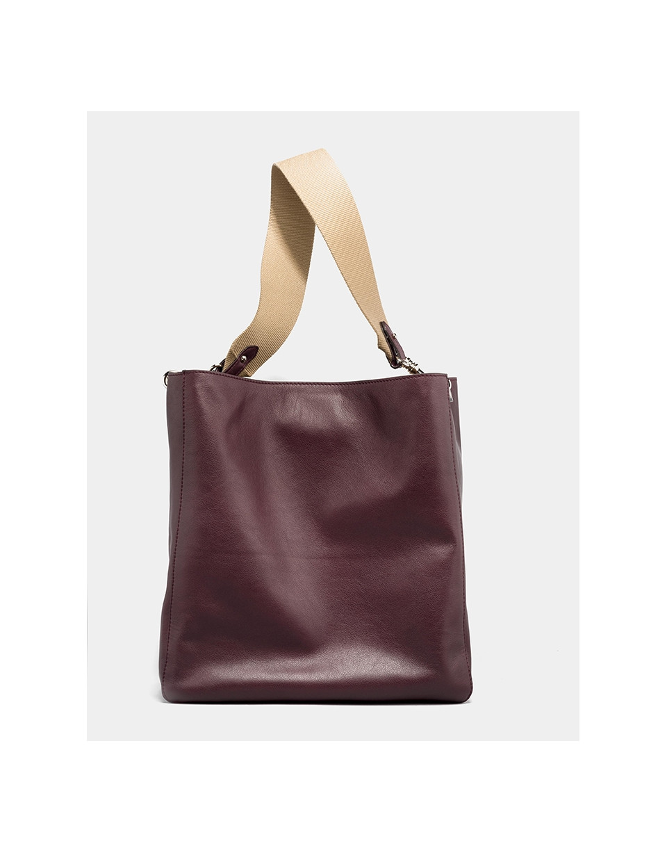 Burgundy leather Montparnasse shopping bag