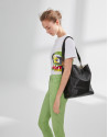Black leather Montparnasse shopping bag