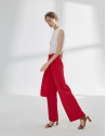 Red palazzo pants with darts