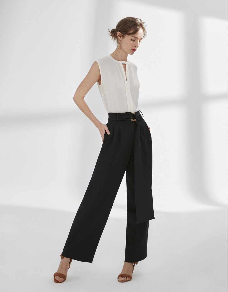 Pantalón palazzo con pinzas negro