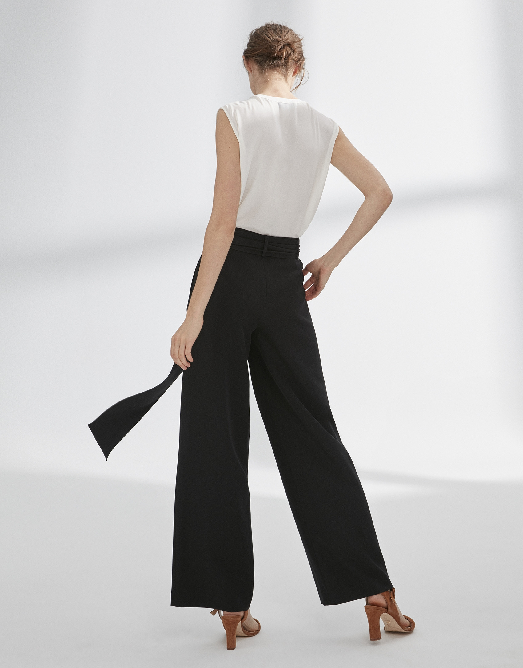 Black palazzo pants with darts