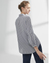 Blue striped painter's smock blouse