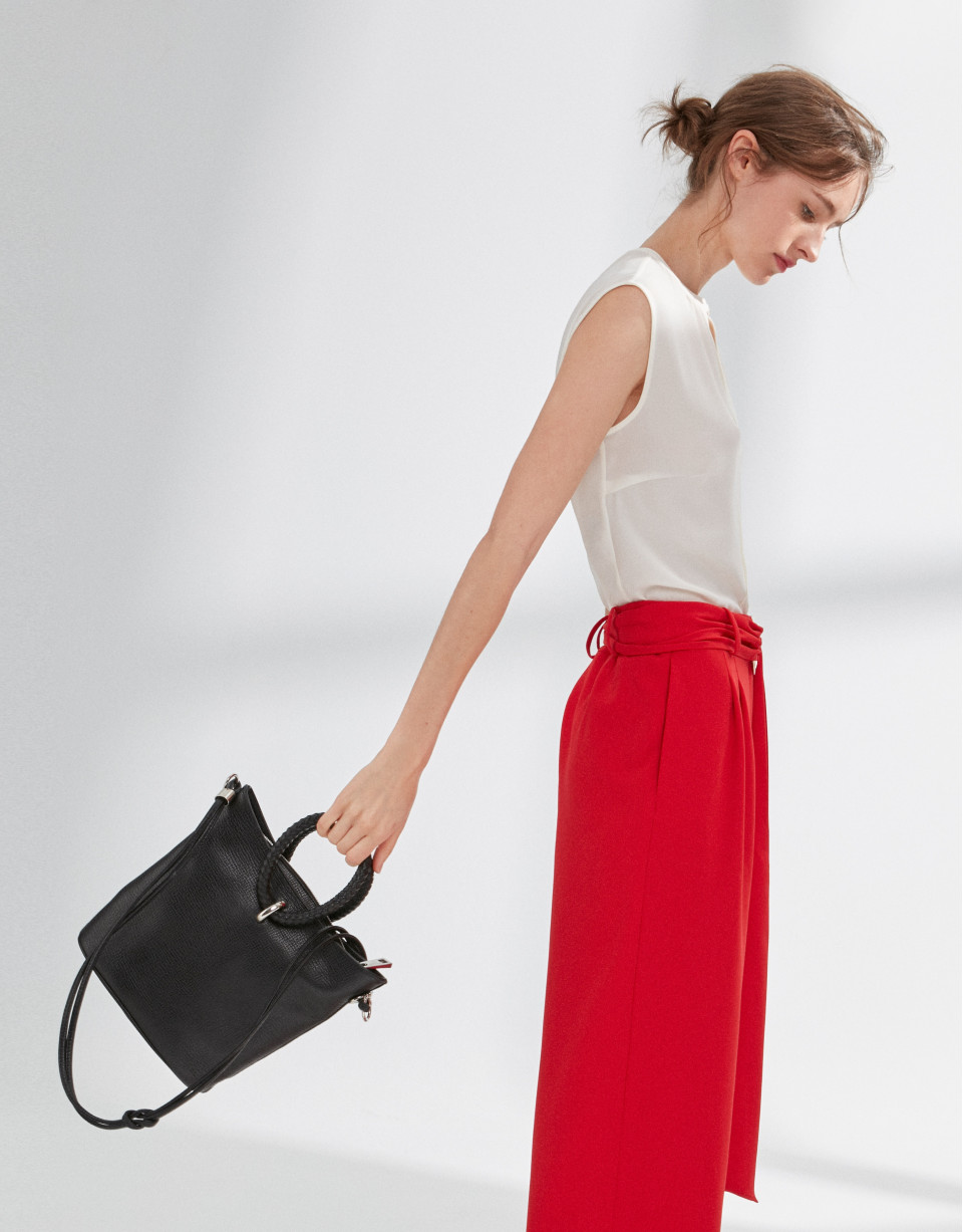 Black napa leather Marina shoulder bag
