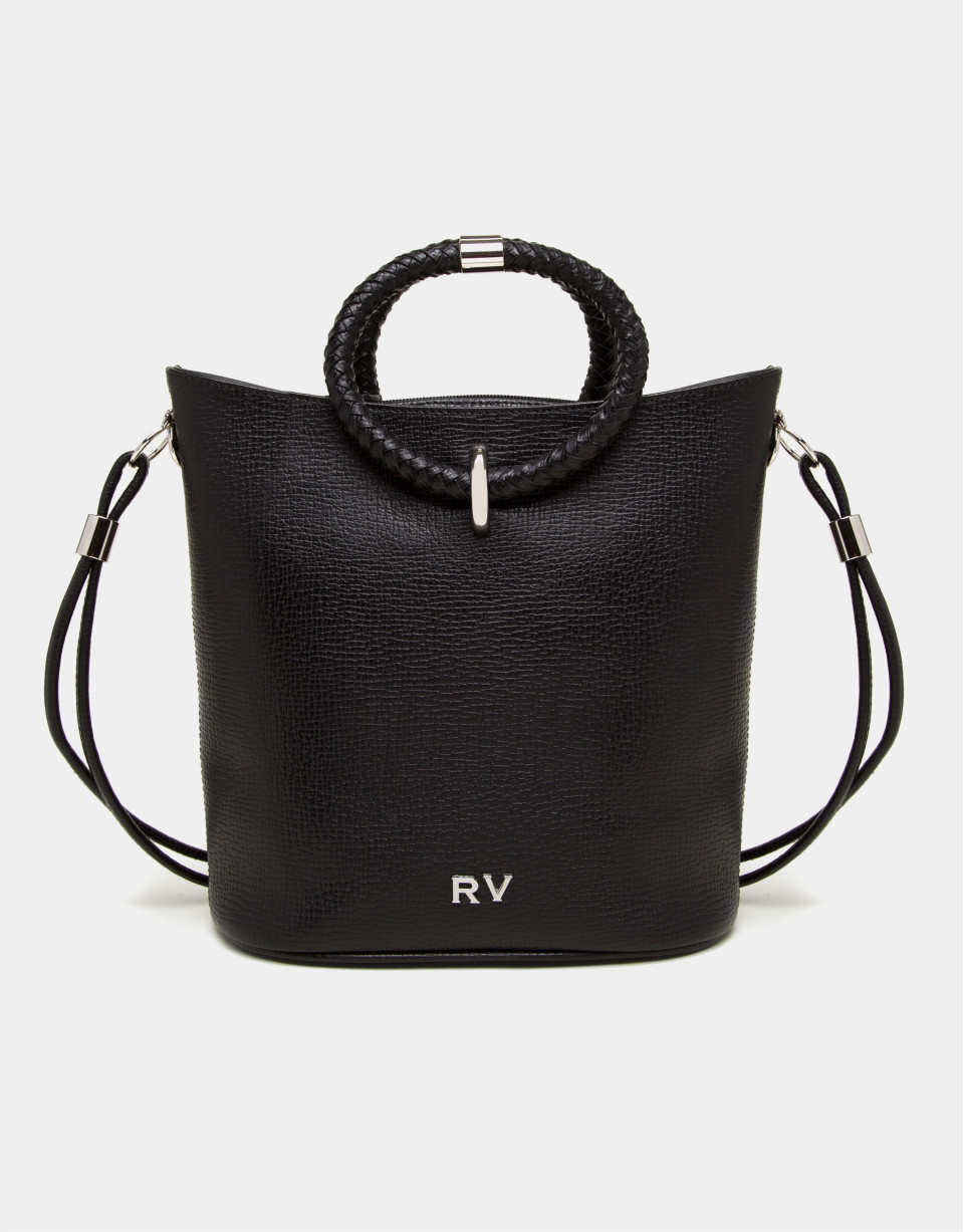 Black napa leather Marina shoulder bag