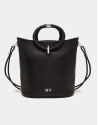 Black napa leather Marina shoulder bag