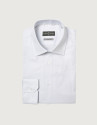 Pearl gray checkered cotton dress shirt