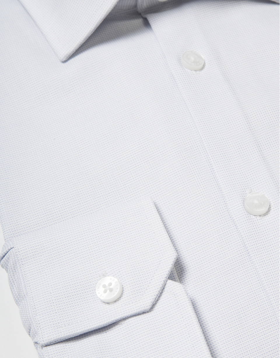 Pearl gray checkered cotton dress shirt