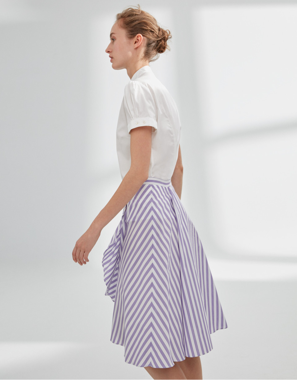 Mauve striped skirt with flounce