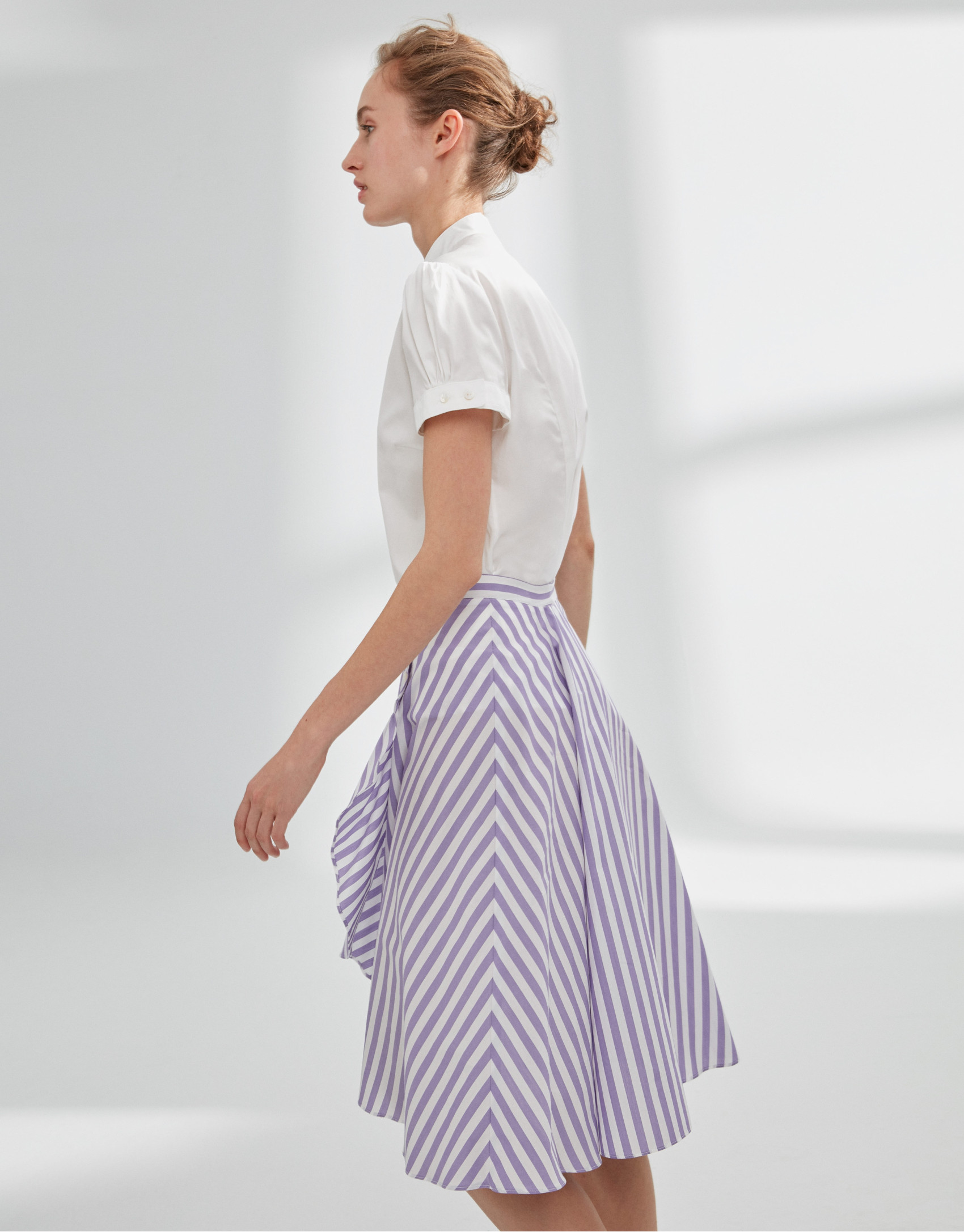 Mauve striped skirt with flounce