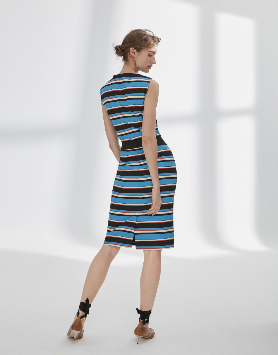 Navy blue striped skirt