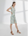 Vestido escote tirantes verde y plata
