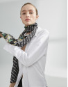 Reversible print silk signature scarf with floral print
