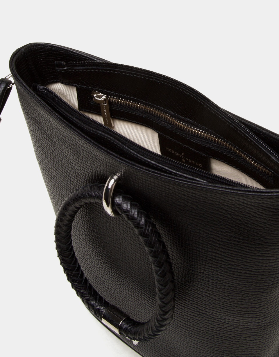 Black napa leather Marina shoulder bag