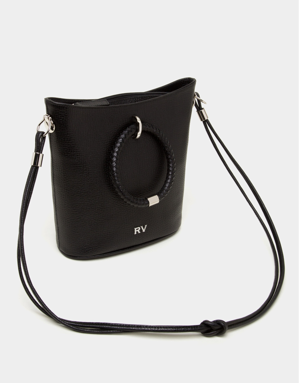 Black napa leather Marina shoulder bag