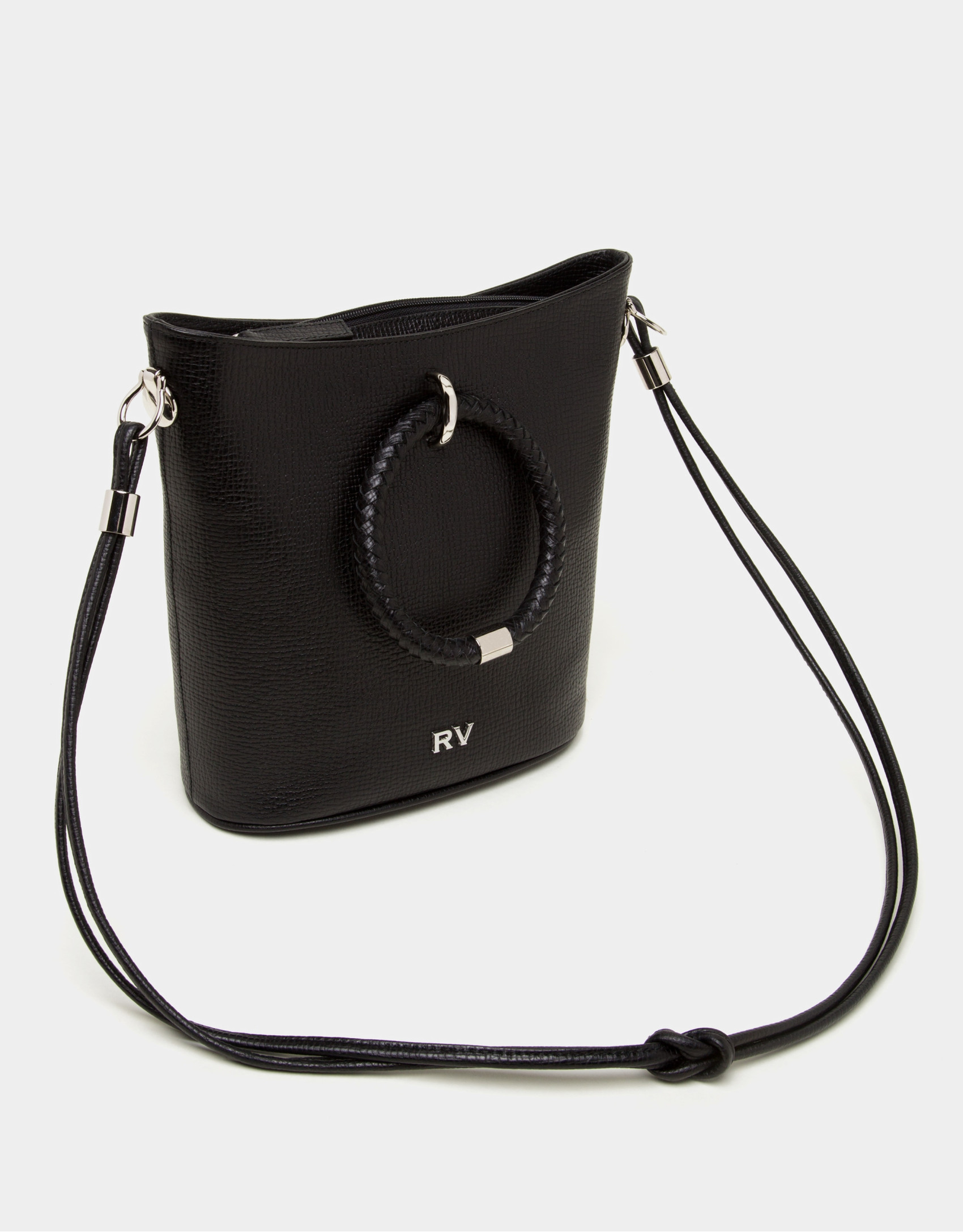 Black napa leather Marina shoulder bag
