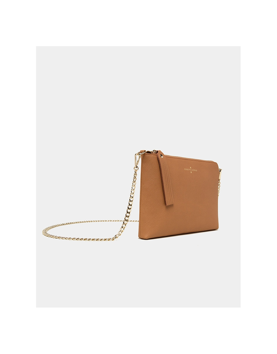 Caramel toffe Saffiano leather Lisa Clutch 