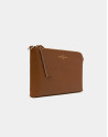 Brown Saffiano leather Lisa Clutch 