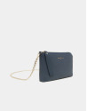 Navy blue leather Lisa nano Clutch 