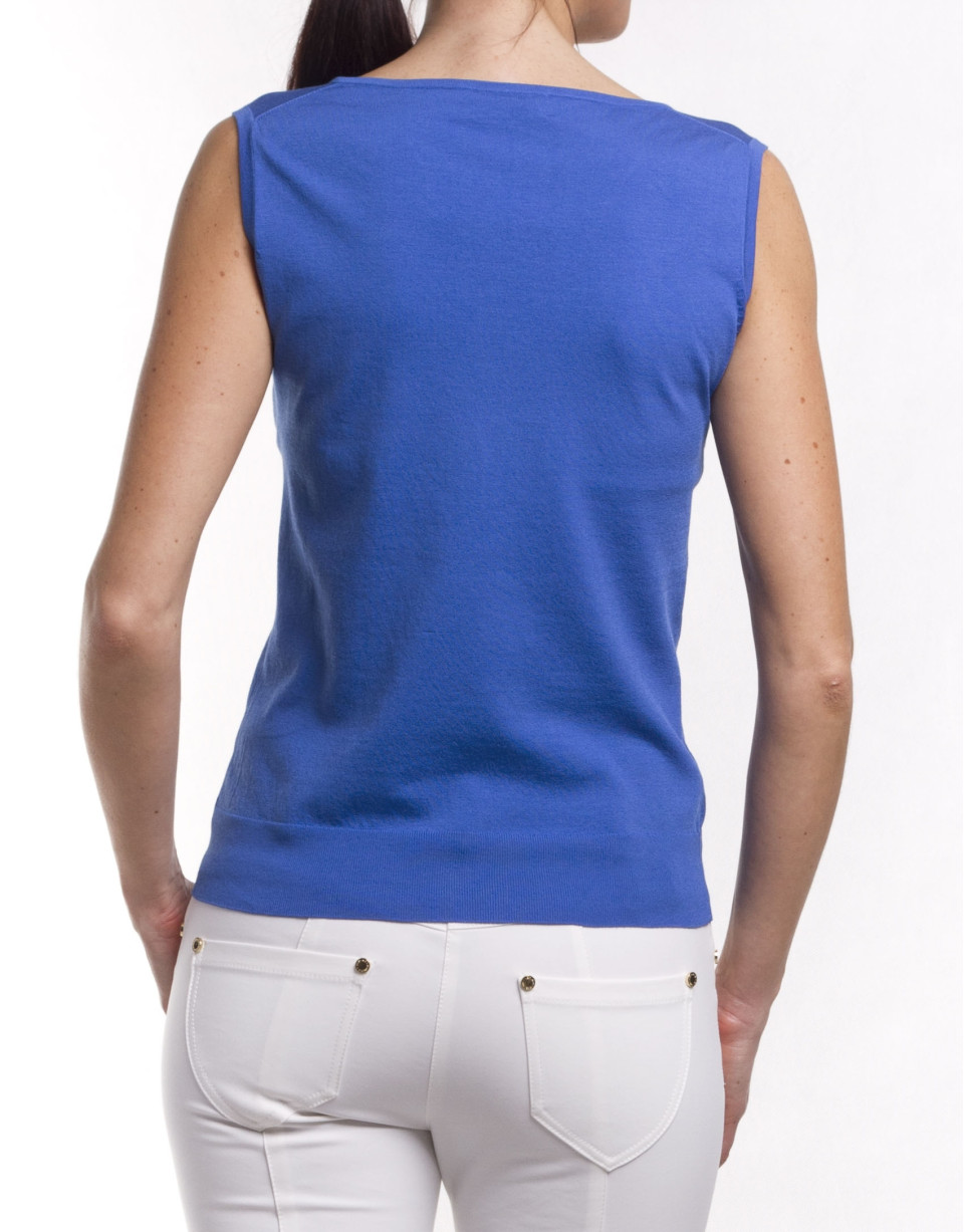 Jersey de seda-algodón con cuello en V