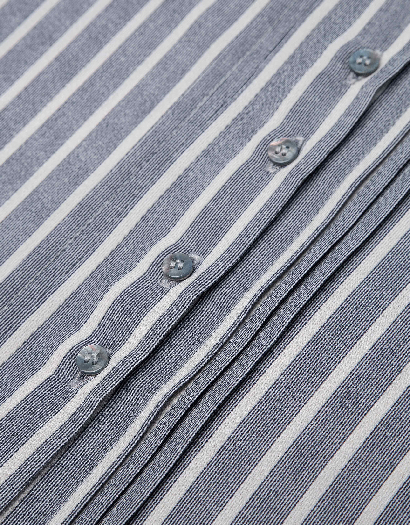 Blue striped painter's smock blouse