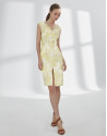 Yellow and silver jacquard dress