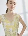 Yellow and silver jacquard dress