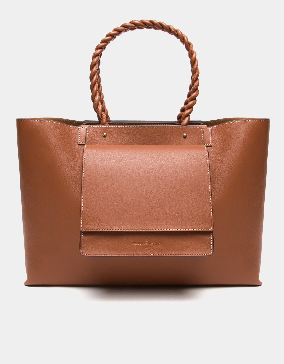 Garden leather tote bag