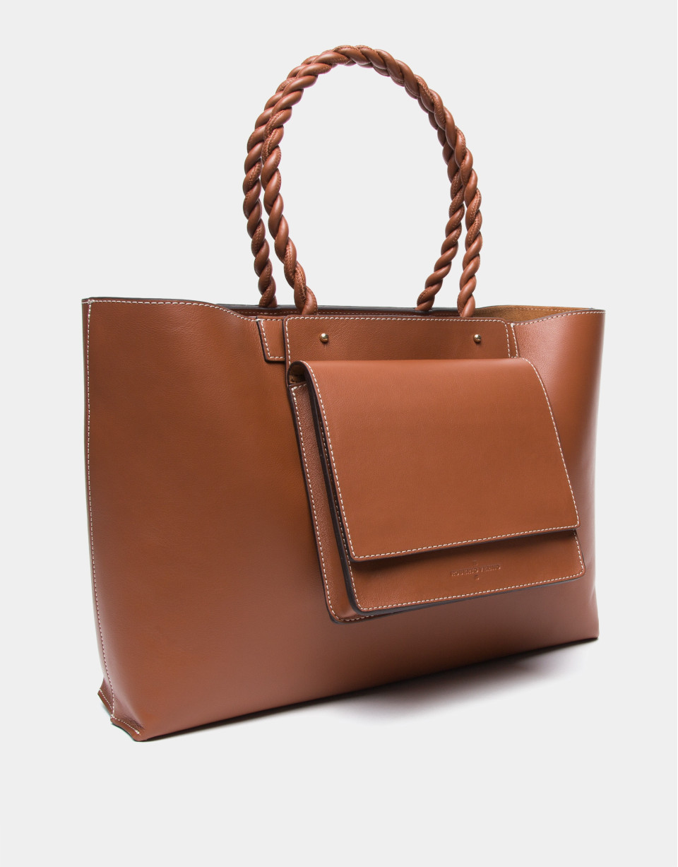 Garden leather tote bag