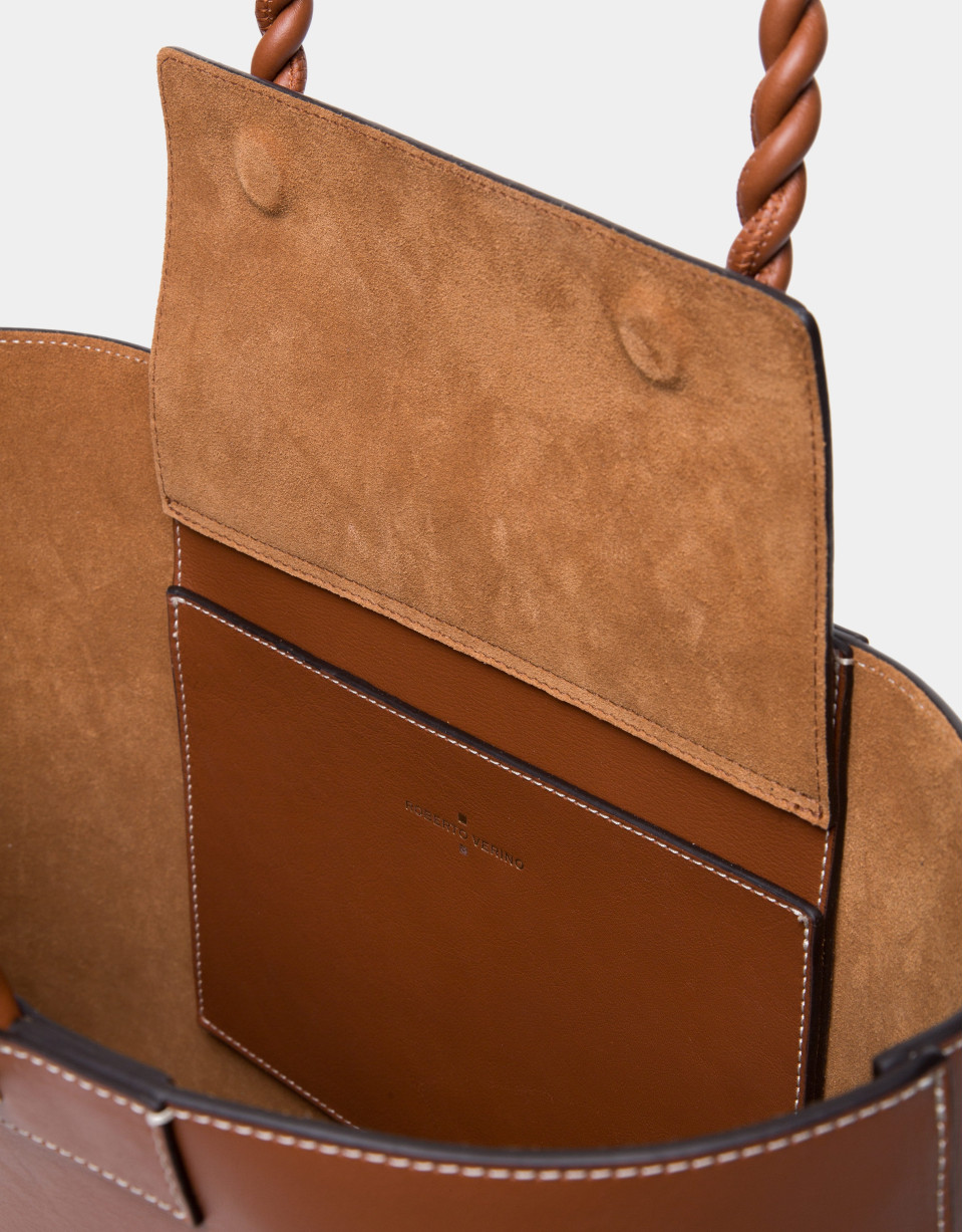 Garden leather tote bag