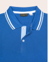 Polo piqué azul y contraste celeste