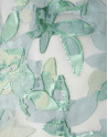 Green and silver print dress with V-neck and straps