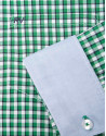 Green/navy blue checkered sport shirt